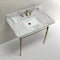 Fauceture KVPB3622M8SQ7 36" Console Sink with Brass Legs (8-Inch, 3 Hole), Marble White/Brushed Brass KVPB3622M8SQ7 - alternate 6